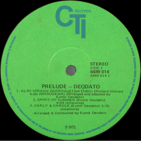Eumir Deodato : Prelude (LP, Album, Gat)