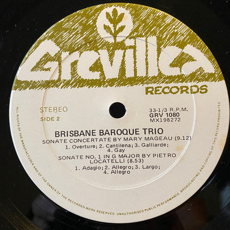 The Brisbane Baroque Trio : The Brisbane Baroque Trio (LP)