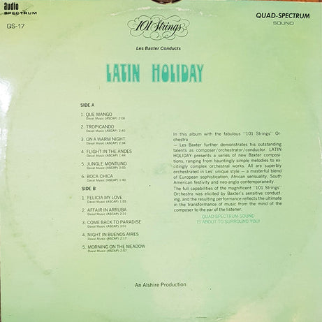 101 Strings With Les Baxter : Latin Holiday (LP, Album, Quad)