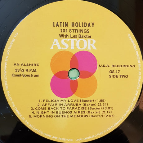101 Strings With Les Baxter : Latin Holiday (LP, Album, Quad)