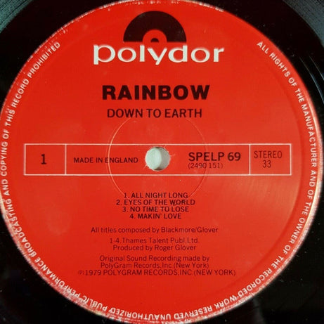 Rainbow : Down To Earth (LP, Album, RE)