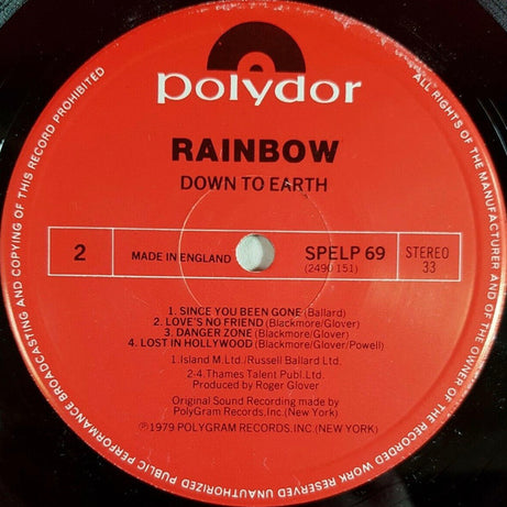 Rainbow : Down To Earth (LP, Album, RE)