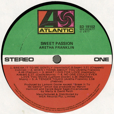 Aretha Franklin : Sweet Passion (LP, Album)