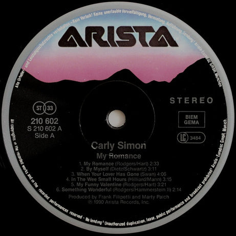 Carly Simon : My Romance (LP, Album)
