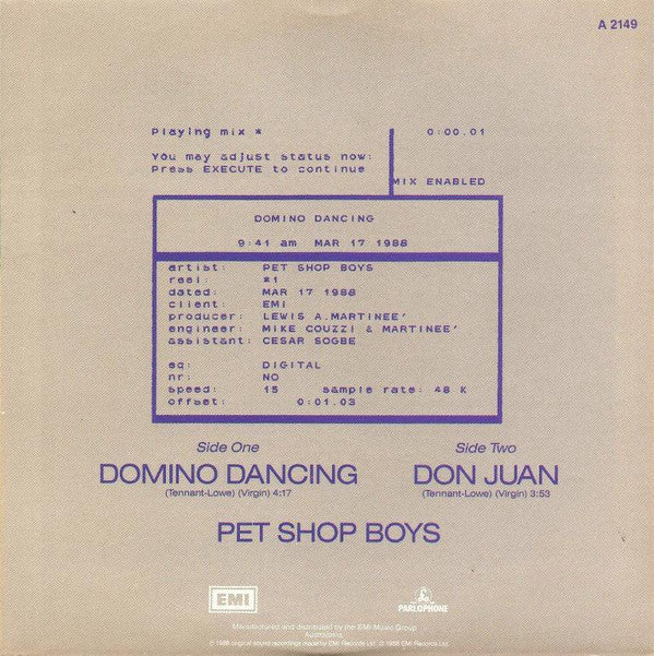 Pet Shop Boys : Domino Dancing (7", Single)