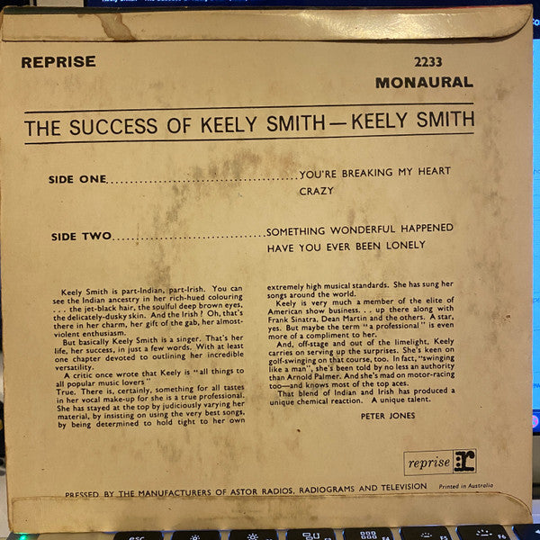 Keely Smith : The Success Of Keely Smith (7", EP)