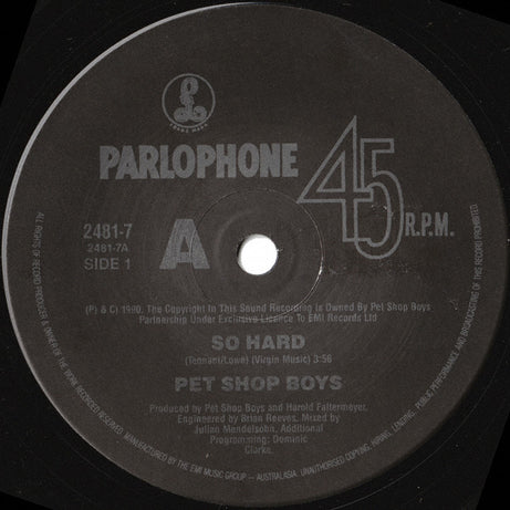 Pet Shop Boys : So Hard (7", Single)