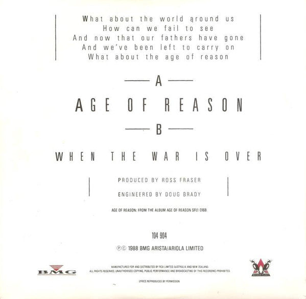 John Farnham : Age Of Reason (7", Single)