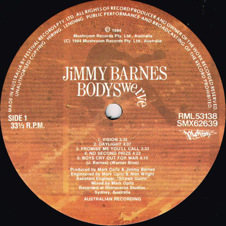 Jimmy Barnes : Bodyswerve (LP, Album)