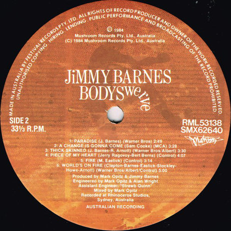 Jimmy Barnes : Bodyswerve (LP, Album)