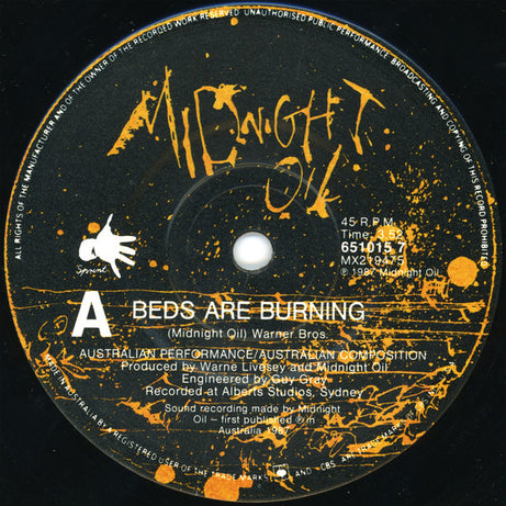 Midnight Oil : Beds Are Burning (7", Single)