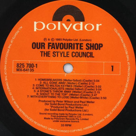 The Style Council : Our Favourite Shop (LP, Album)