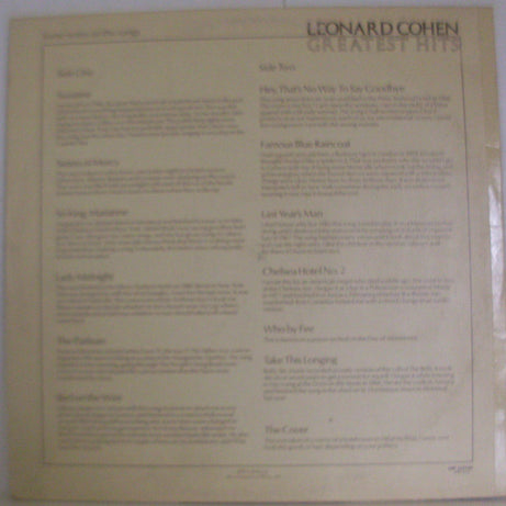Leonard Cohen : Greatest Hits (LP, Comp)