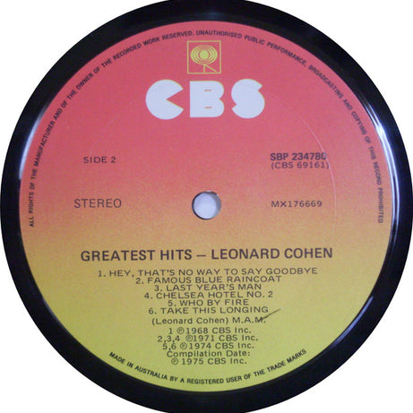 Leonard Cohen : Greatest Hits (LP, Comp)