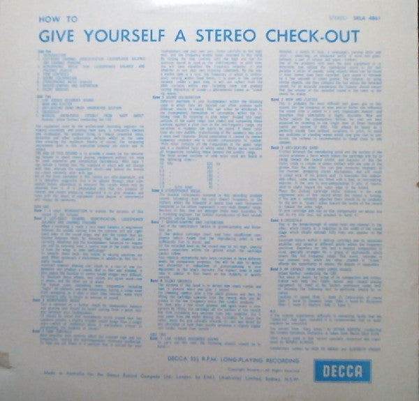 No Artist : How To Give Yourself A Stereo Check-Out (LP, RP)