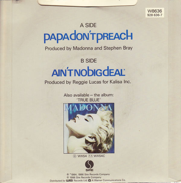 Madonna : Papa Don't Preach (7", Single, Gre)