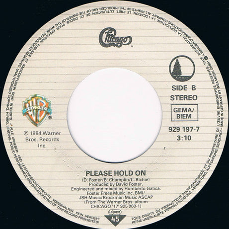 Chicago (2) : Hard Habit To Break (7", Single)