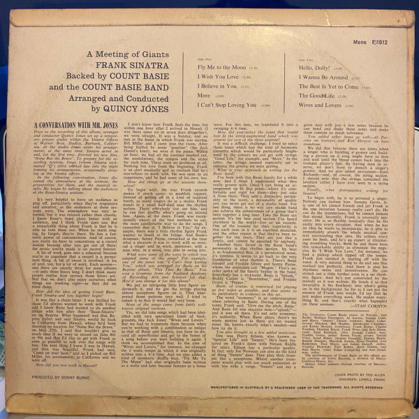 Frank Sinatra • Count Basie Orchestra : It Might As Well Be Swing (LP, Album, M/Print)