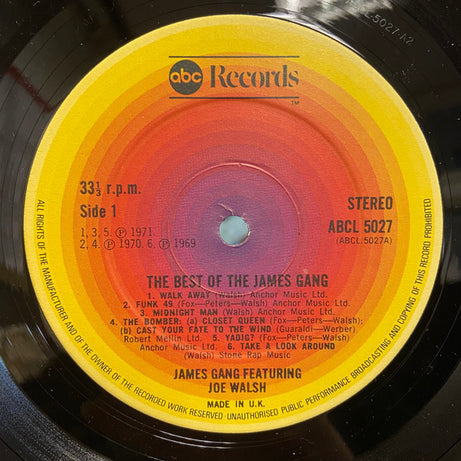 James Gang Featuring Joe Walsh : The Best Of The James Gang Featuring Joe Walsh (LP, Comp, RE)