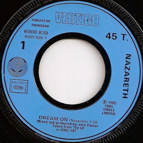 Nazareth (2) : Dream On (7", Single)