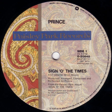 Prince : Sign "O" The Times (12", Maxi)