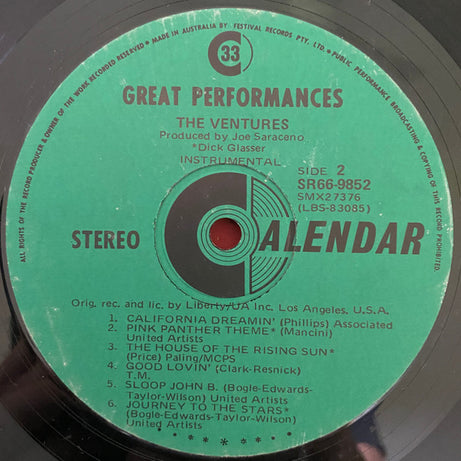 The Ventures : Great Performances Volume 1 (LP, Comp)