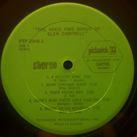 Glen Campbell : The Good Time Songs Of Glen Campbell (2xLP, Comp, Sle)