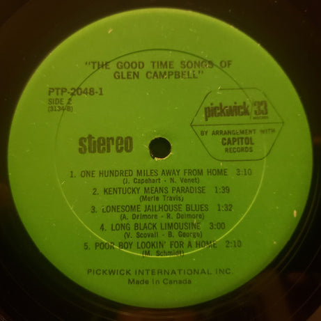 Glen Campbell : The Good Time Songs Of Glen Campbell (2xLP, Comp, Sle)