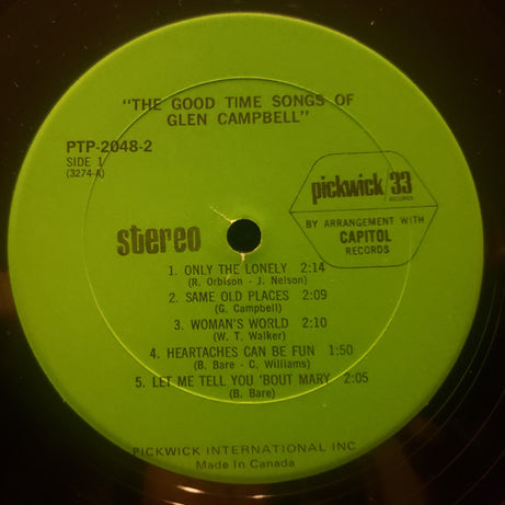 Glen Campbell : The Good Time Songs Of Glen Campbell (2xLP, Comp, Sle)