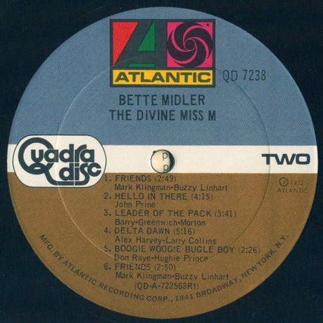 Bette Midler : The Divine Miss M (LP, Album, Quad)