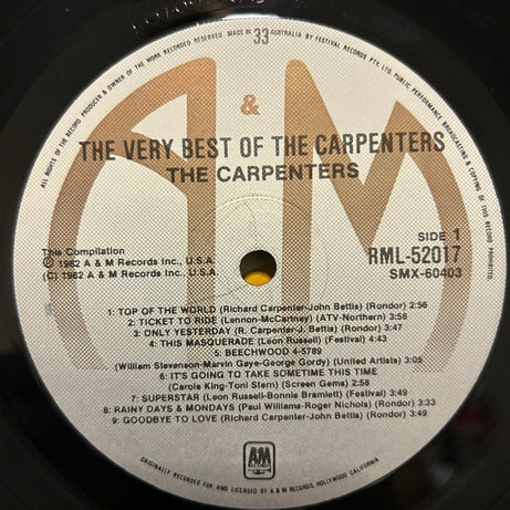 Carpenters : The Very Best Of The Carpenters (LP, Comp, RP)