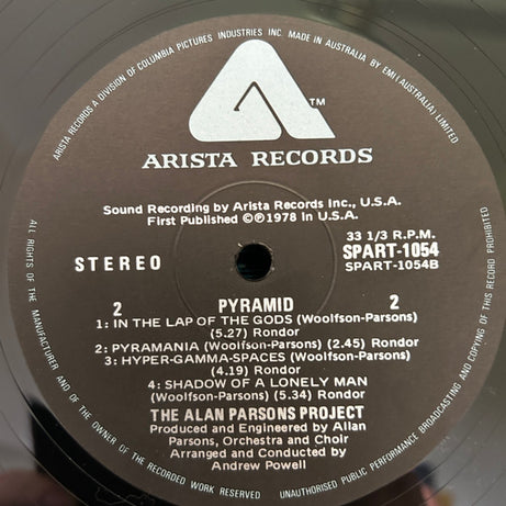 The Alan Parsons Project : Pyramid (LP, Album, Gat)