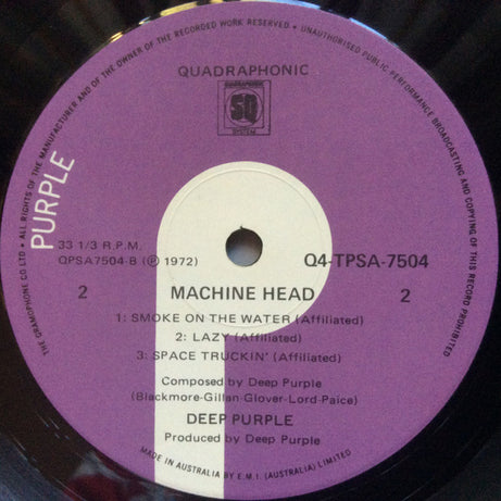 Deep Purple : Machine Head (LP, Album, Quad, Non)
