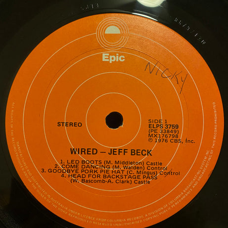 Jeff Beck : Wired (LP, Album)