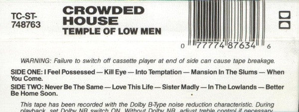 Crowded House : Temple Of Low Men (Cass, Album, XDR)
