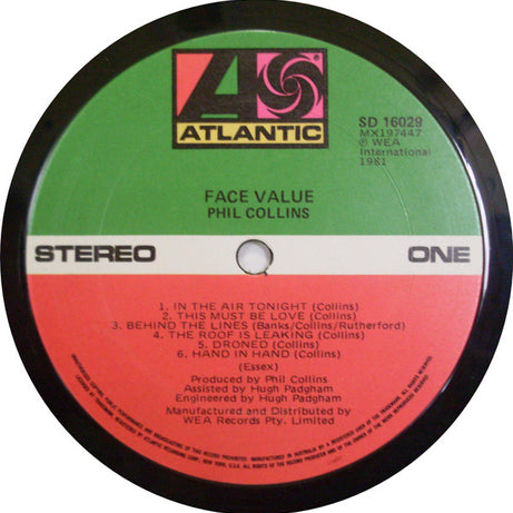 Phil Collins : Face Value (LP, Album, Gat)