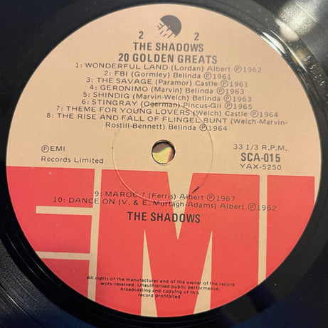The Shadows : 20 Golden Greats (LP, Comp, RE, Pal)