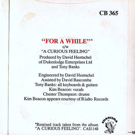 Tony Banks : For A While (7", Single)