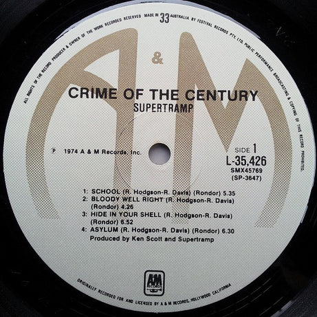 Supertramp : Crime Of The Century (LP, Album)