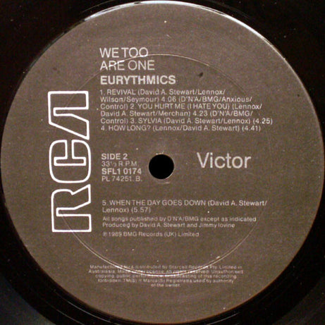 Eurythmics : We Too Are One (LP, Album)