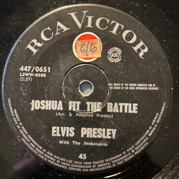 Elvis Presley With The Jordanaires : Joshua Fit The Battle (7", Single)