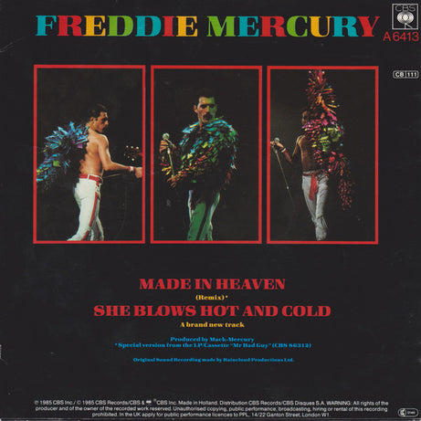 Freddie Mercury : Made In Heaven (Remix) (7", Single)