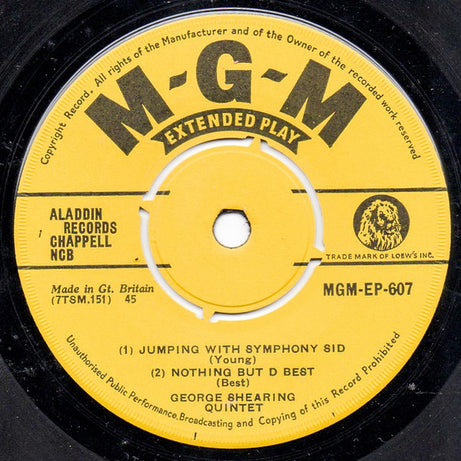 The George Shearing Quintet : Lullaby Of Birdland (7", EP)