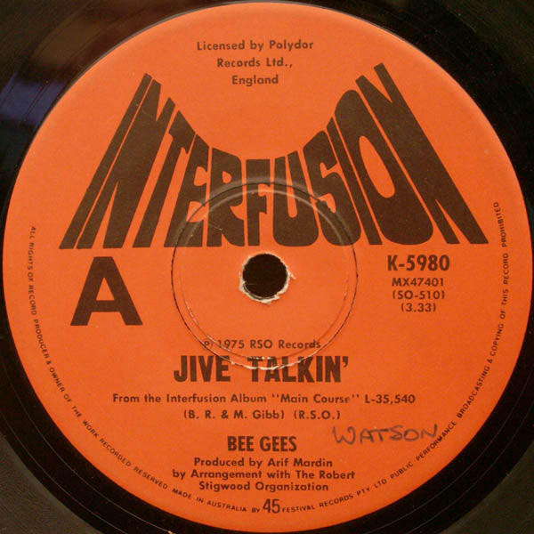 Bee Gees : Jive Talkin' (7", Single)