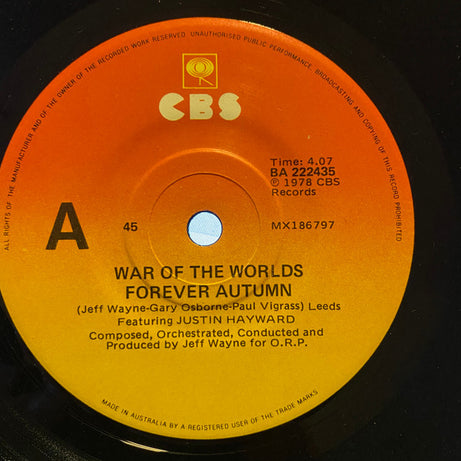 Jeff Wayne Feat. Justin Hayward : War Of The Worlds Forever Autumn (7", Single)