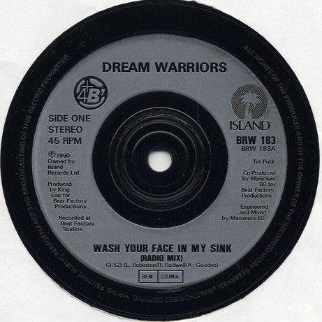 Dream Warriors : Wash Your Face In My Sink (7", Single, Sil)