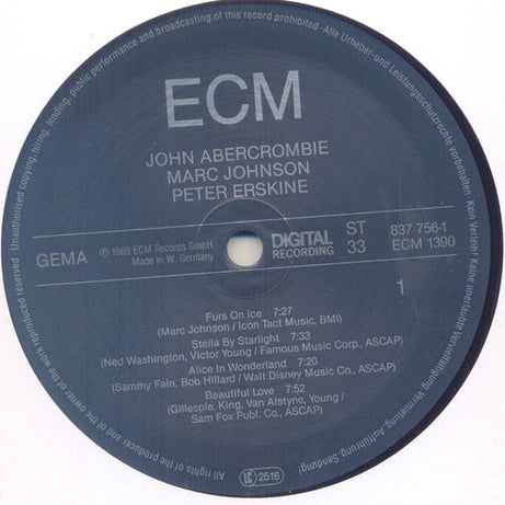 John Abercrombie, Marc Johnson (2), Peter Erskine : John Abercrombie, Marc Johnson, Peter Erskine (LP, Album)