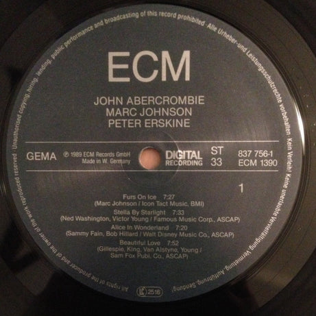 John Abercrombie, Marc Johnson (2), Peter Erskine : John Abercrombie, Marc Johnson, Peter Erskine (LP, Album)