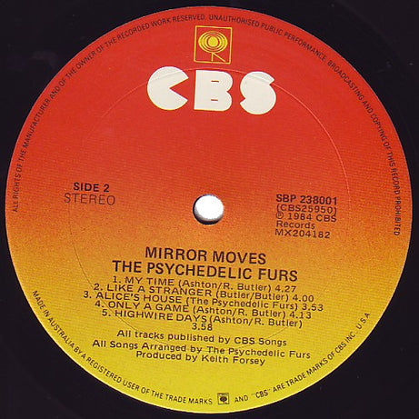 The Psychedelic Furs : Mirror Moves (LP, Album)