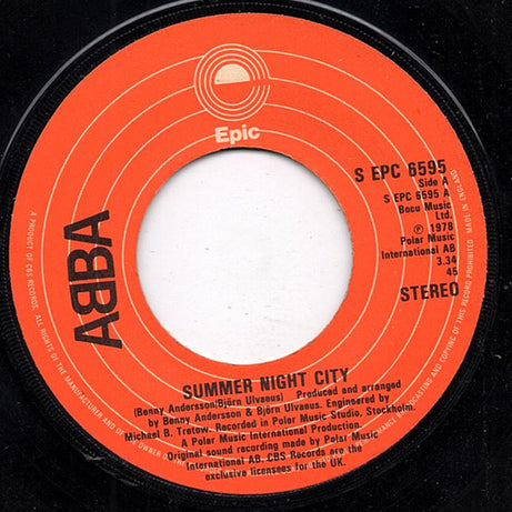 ABBA : Summer Night City (7", Single)